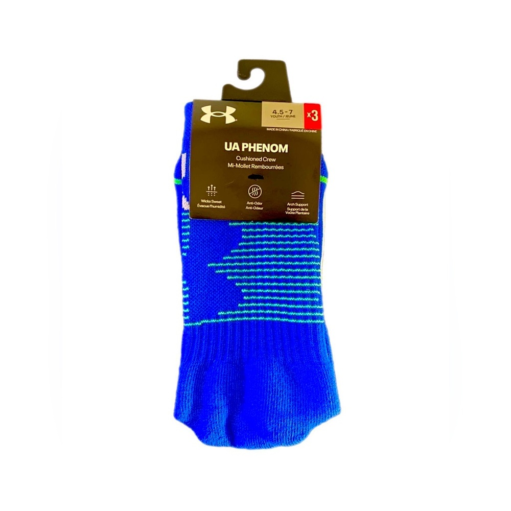 Under Armour Phenom Crew Socks Youth Size 4.5-7
